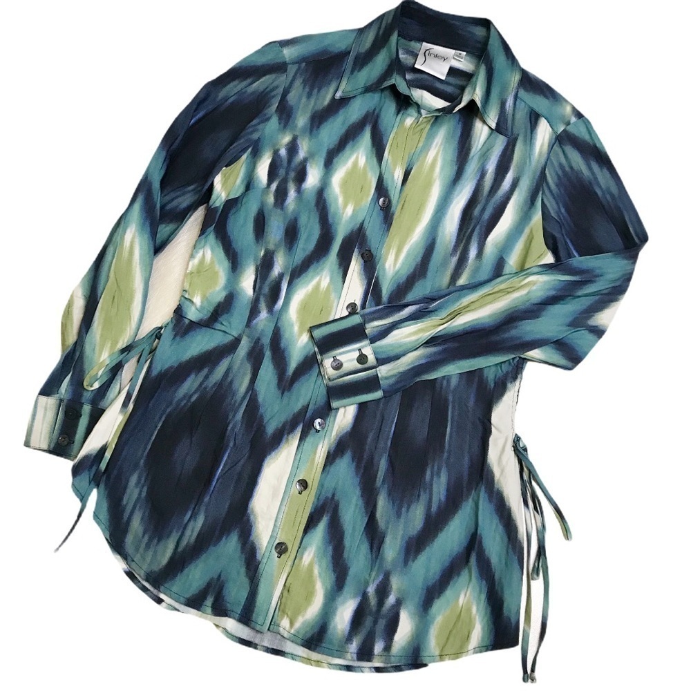 Finley Amanda Drawstring Button Close Top Sz S - image 1